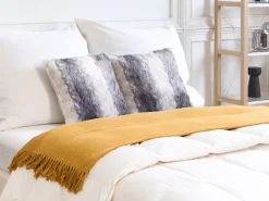 Conjunto De 2 Almofadas Com Pelo Castanho Escuro 45 X 45 Cm Hordeum