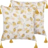 Conjunto De 2 Almofadas Com Padrao Floral Creme E Amarelo 45 X 45 Cm Abutilon