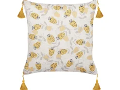 Conjunto De 2 Almofadas Com Padrao Floral Creme E Amarelo 45 X 45 Cm Abutilon