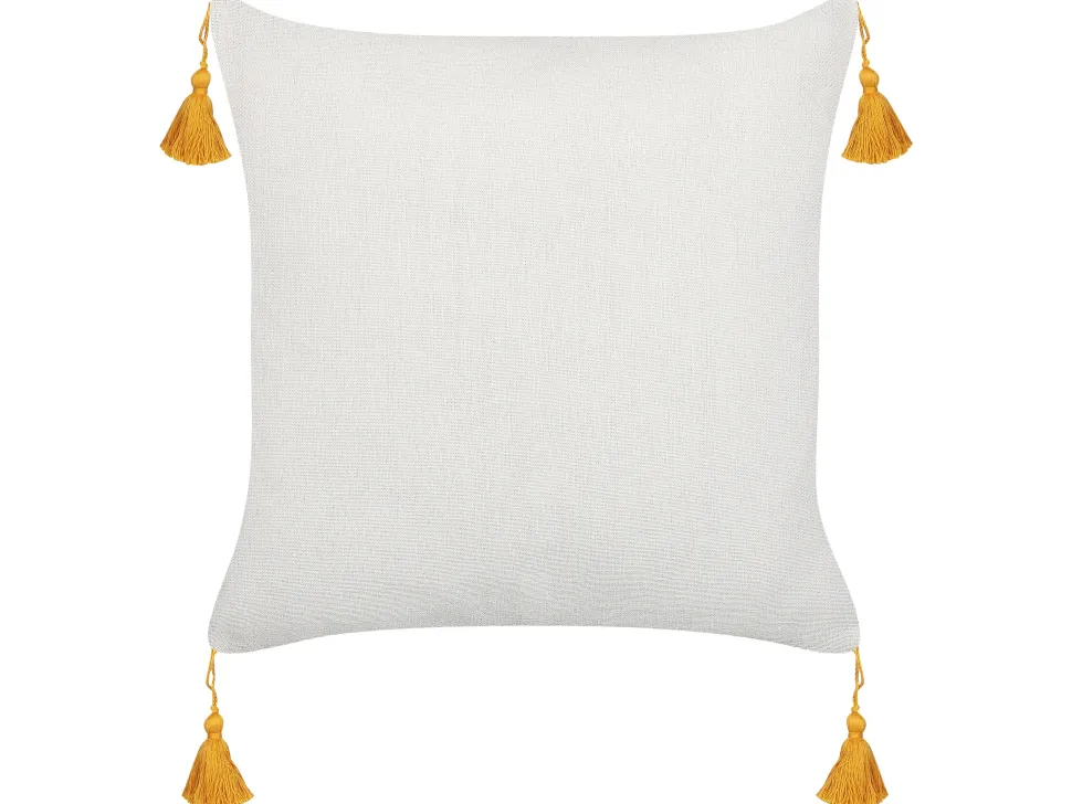 Conjunto De 2 Almofadas Com Padrao Floral Creme E Amarelo 45 X 45 Cm Abutilon