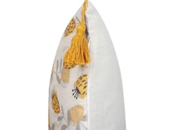 Conjunto De 2 Almofadas Com Padrao Floral Creme E Amarelo 45 X 45 Cm Abutilon