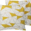 Conjunto De 2 Almofadas Com Padrao Geometrico Amarelo 45 X 45 Cm Clarkia