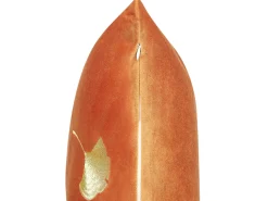 Conjunto De 2 Almofadas Com Padrao De Folha Laranja E Dourado 45 X 45 Cm Tulip