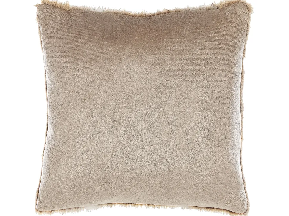 Conjunto De 2 Almofadas Com Pelo Castanho Claro 45 X 45 Cm Hordeum