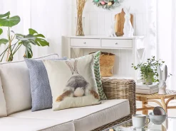 Conjunto De 2 Almofadas Com Motivo De Coelho Multicolor 45 X 45 Cm Buxus