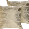 Conjunto De 2 Almofadas Com Padrao Geometrico 50 X 50 Cm Dourado Oujda