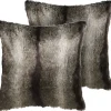 Conjunto De 2 Almofadas Com Pelo Em Cinzento E Branco 45 X 45 Cm Rubrum