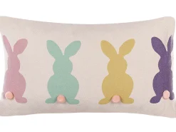 Conjunto De 2 Almofadas Coloridas Motivo De Coelho Multicolor 30 X 50 Cm Clusia