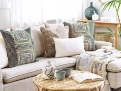 Conjunto De 2 Almofadas Com Padrao Geometrico 50 X 50 Cm Multicolor Sidi