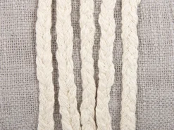 Conjunto De 2 Almofadas Com Bordado Em Algodao Em Cinzento E Creme 35 X 55 Cm Ocimum