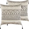 Conjunto De 2 Almofadas Creme E Preto 45 X 45 Cm Heuchera