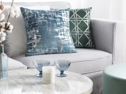 Conjunto De 2 Almofadas Decorativas Em Veludo 45 X 45 Cm Azul Gardenia