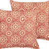 Conjunto De 2 Almofadas Decorativas Com Padrao Geometrico Em Algodao Vermelha E Branca 45 X 45 Cm Ceiba