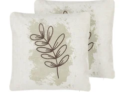 Conjunto De 2 Almofadas Decorativas Creme 45 X 45 Cm Calendula