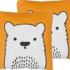 Conjunto De 2 Almofadas Decorativas Laranjas Com Estampa De Urso 45 X 45 Cm Waranasi