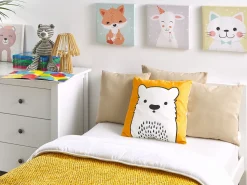 Conjunto De 2 Almofadas Decorativas Laranjas Com Estampa De Urso 45 X 45 Cm Waranasi