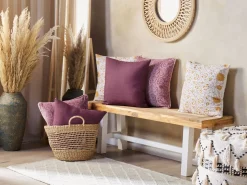 Conjunto De 2 Almofadas Decorativas Roxas 45 X 45 Cm Sagina