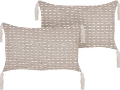 Conjunto De 2 Almofadas Decorativas Taupe 45 X 25 Cm Hakone