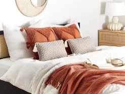 Conjunto De 2 Almofadas Decorativas Taupe 45 X 25 Cm Hakone