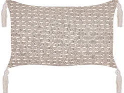 Conjunto De 2 Almofadas Decorativas Taupe 45 X 25 Cm Hakone