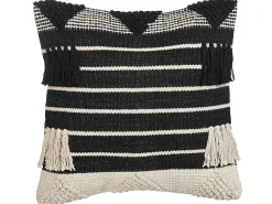 Conjunto De 2 Almofadas Decorativas De Algodao Creme E Preto 50 X 50 Cm Chittoor