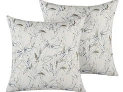 Conjunto De 2 Almofadas Decorativas Creme Com Flores 45 X 45 Cm Arbor