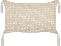 Conjunto De 2 Almofadas Decorativas Creme Claro 45 X 25 Cm Hakone