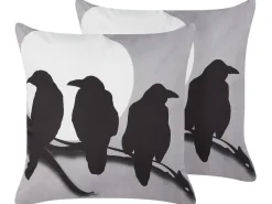 Conjunto De 2 Almofadas Decorativas Em Veludo Cinzento 45 X 45 Cm Oradea