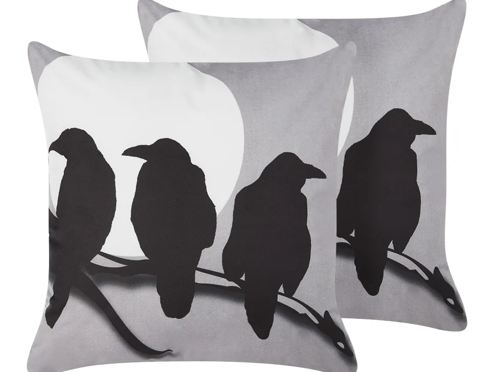 Conjunto De 2 Almofadas Decorativas Em Veludo Cinzento 45 X 45 Cm Oradea