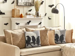 Conjunto De 2 Almofadas Decorativas Em Veludo Cinzento 45 X 45 Cm Oradea