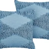 Conjunto De 2 Almofadas Decorativas Em Algodao Azul 45 X 45 Cm Rhoeo