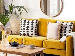 Conjunto De 2 Almofadas Decorativas Com Padrao De Triangulos Em Algodao Creme E Preto 45 X 45 Cm Cercis