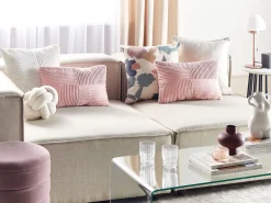 Conjunto De 2 Almofadas Decorativas Em Bombazine Rosa 47 X 27 Cm Millet