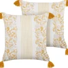 Conjunto De 2 Almofadas Decorativas Com Padrao De Flores Em Algodao Amarelo E Branco 45 X 45 Cm Biloba