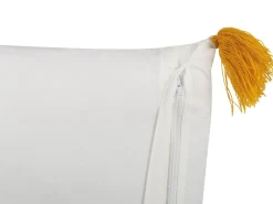 Conjunto De 2 Almofadas Decorativas Com Padrao De Flores Em Algodao Amarelo E Branco 45 X 45 Cm Biloba