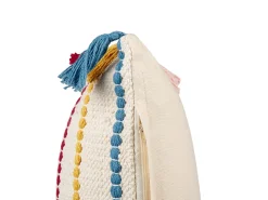 Conjunto De 2 Almofadas Decorativas Em Algodao Multicolor Com Padrao De Riscas E Borlas 40 X 60 Cm Agave