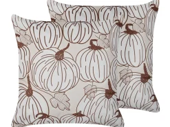 Conjunto De 2 Almofadas Decorativas Em Veludo Creme 45 X 45 Cm Gourd