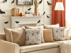 Conjunto De 2 Almofadas Decorativas Em Veludo Creme 45 X 45 Cm Gourd