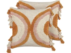 Conjunto De 2 Almofadas Decorativas Tufadas Em Algodao Multicolor 45 X 45 Cm Lablab