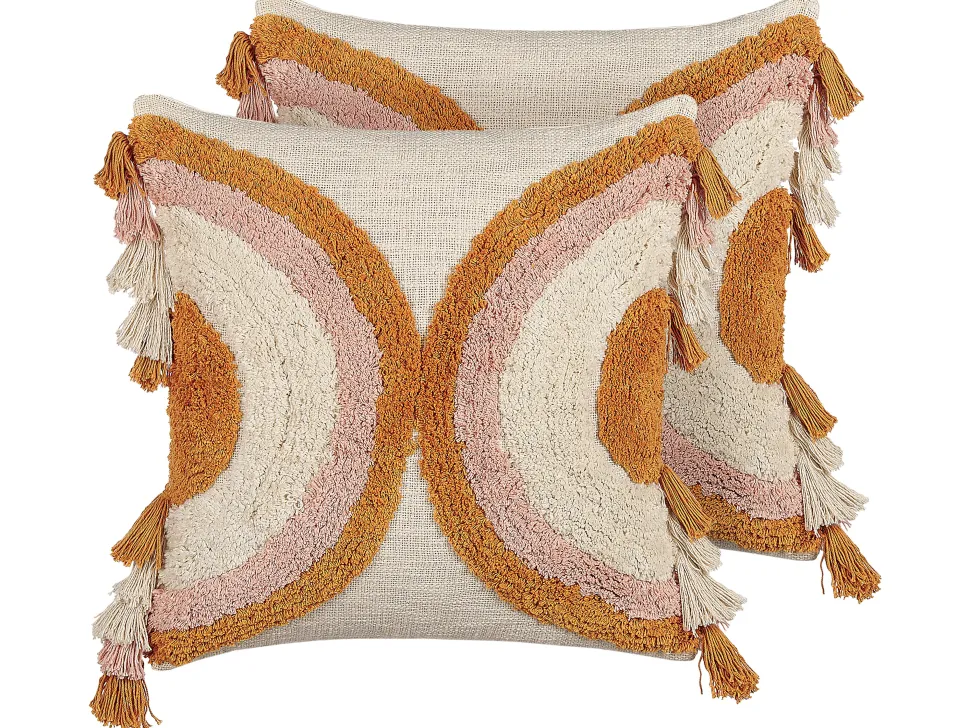 Conjunto De 2 Almofadas Decorativas Tufadas Em Algodao Multicolor 45 X 45 Cm Lablab