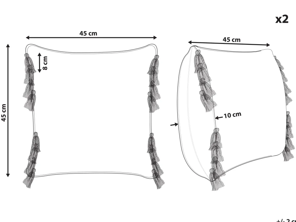 Conjunto De 2 Almofadas Decorativas Tufadas Em Algodao Multicolor 45 X 45 Cm Lablab