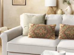 Conjunto De 2 Almofadas Decorativas Em Juta Multicolor 30 X 50 Cm Cumbum