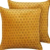 Conjunto De 2 Almofadas Decorativas Com Padrao De Sol Veludo Amarelo 45 X 45 Cm Rapis