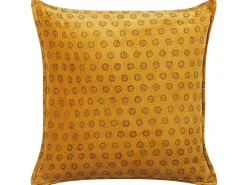 Conjunto De 2 Almofadas Decorativas Com Padrao De Sol Veludo Amarelo 45 X 45 Cm Rapis