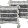 Conjunto De 2 Almofadas Decorativas Em Algodao Preto E Branco Com Borlas 45 X 45 Cm Rochea