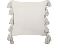 Conjunto De 2 Almofadas Decorativas Em Algodao Preto E Branco Com Borlas 45 X 45 Cm Rochea