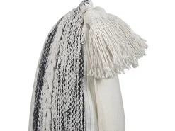 Conjunto De 2 Almofadas Decorativas Em Algodao Preto E Branco Com Borlas 45 X 45 Cm Rochea