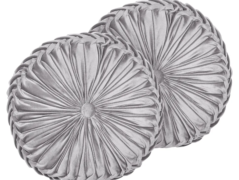 Conjunto De 2 Almofadas Decorativas Em Veludo Cinzento 40 Cm Udala