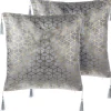 Conjunto De 2 Almofadas Decorativas Com Padrao Geometrico 45 X 45 Cm Prateada Camellia