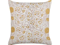 Conjunto De 2 Almofadas Decorativas Com Padrao Floral Em Algodao Branco E Amarelo 45 X 45 Cm Calathea